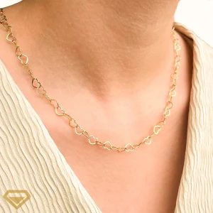 زنجیر طلا 18 عیار قلب 40 سانت