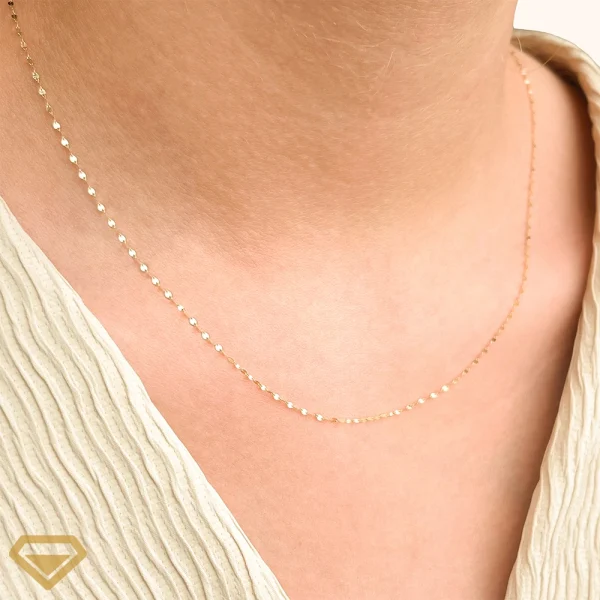 زنجیر طلا 18 عیار پولکی سوپر لایت 40 سانت